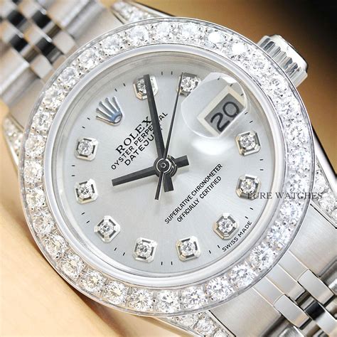 rolex white diamonds|Rolex with diamonds women's.